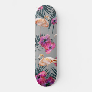 Flamingo Hibiscus Jungle Siesta #1 #tropical Skateboard