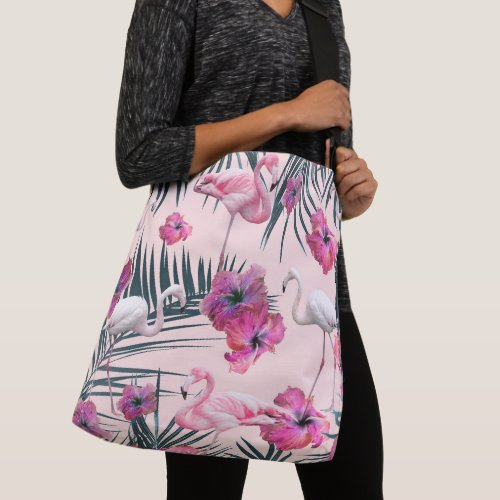 Flamingo Hibiscus Jungle Siesta 2 tropical Crossbody Bag