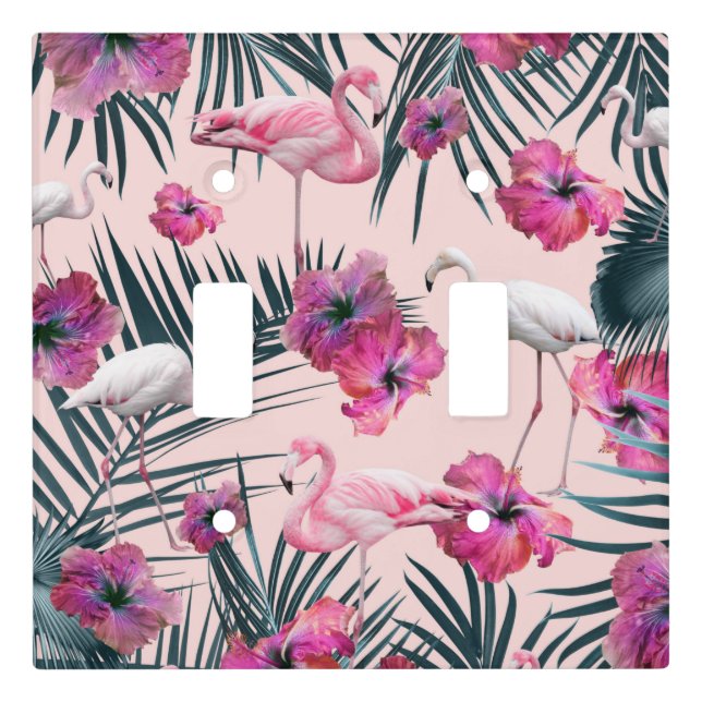 Flamingo Hibiscus Jungle Siesta #2 #tropical Light Switch Cover (Front)