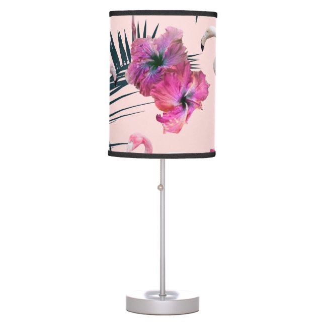 Flamingo Hibiscus Jungle Siesta #2 #tropical Table Lamp (Front)