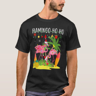 Flamingo Ho Ho Christmas Flamingo Lights Matching  T-Shirt