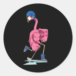 Flamingo Hockey Flamingo Playing Hockey Flamingo Classic Round Sticker