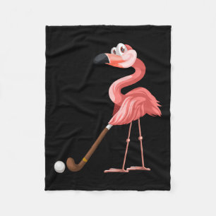 Flamingo Hockey Flamingo Playing Hockey  Fleece Blanket
