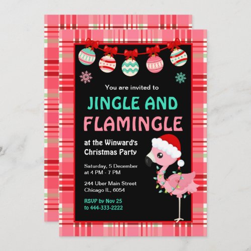Flamingo Holiday Christmas Party Invitation