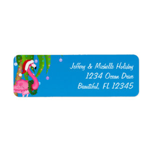 Flamingo Holiday Palm Tree Beach Christmas Address Label