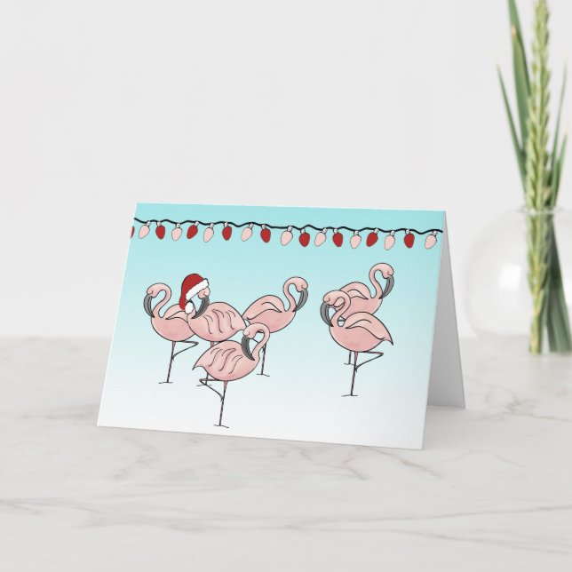 Flamingo Holiday Party Card (Front)