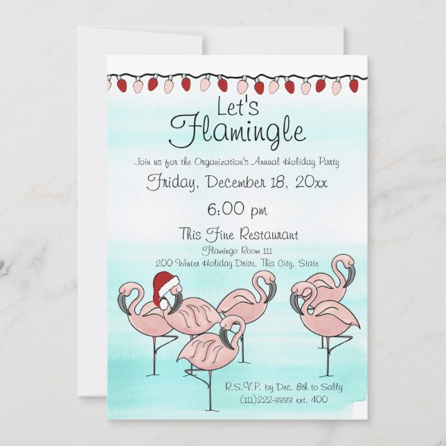 Flamingo Holiday Party Invitation (Front)