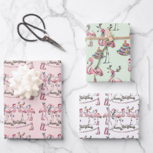 Flamingo Holiday Party Wrapping Paper