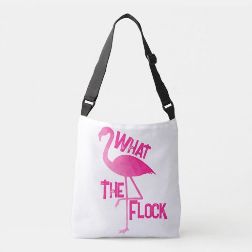 Flamingo hot pink geometric what the flock crossbody bag