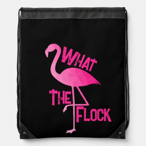 Flamingo hot pink geometric what the flock drawstring bag