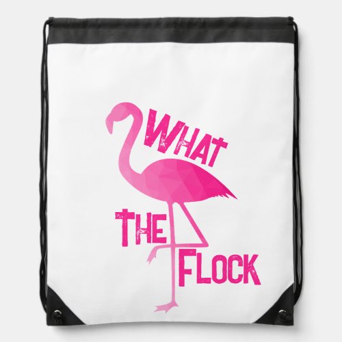 Flamingo hot pink geometric what the flock drawstring bag