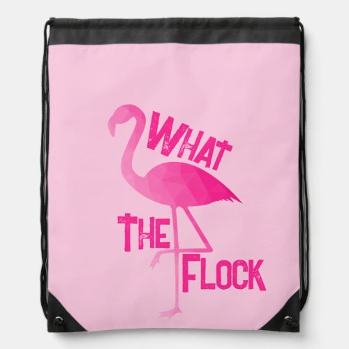 Flamingo hot pink geometric what the flock drawstring bag
