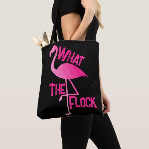 Flamingo hot pink geometric what the flock pink tote bag