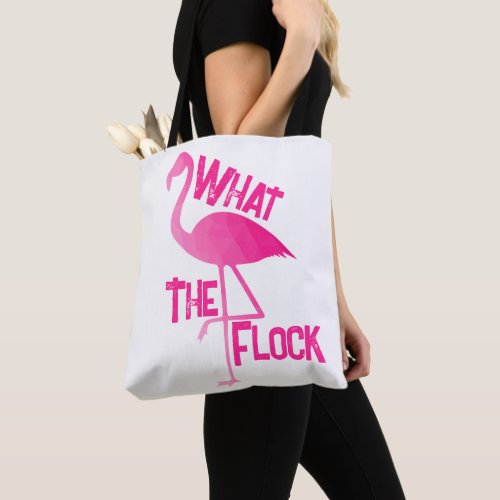Flamingo hot pink geometric what the flock tote bag