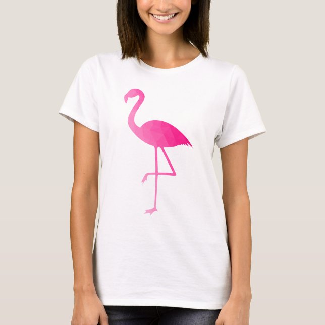 Flamingo hot pink ombre geometric mesh pattern T-Shirt (Front)