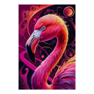 Flamingo Illustration – Fantasy Flamingo Poster