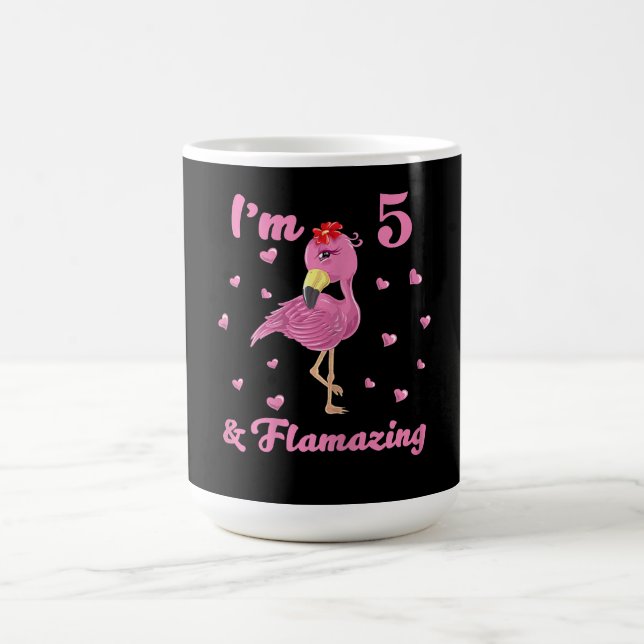 Flamingo I'm 5 And Flamazing - Five Years Girls Coffee Mug (Center)