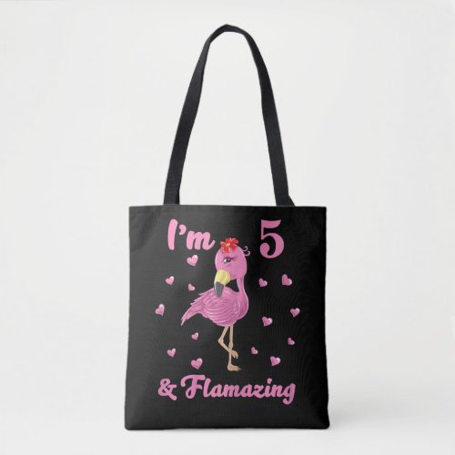 Flamingo Im 5 And Flamazing _ Five Years Girls Tote Bag