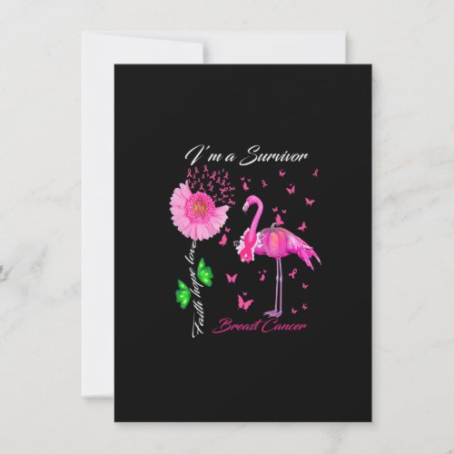 Flamingo Im a Survivor Breast Cancer Awareness Pr Invitation