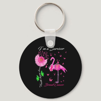 Flamingo I'm a Survivor Breast Cancer Awareness Pr Keychain