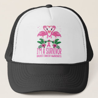 Flamingo I'm A Survivor Breast Cancer Awareness Trucker Hat
