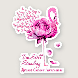 Flamingo I'M Still Standing Breast Cancer Awarenes Sticker