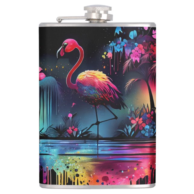 Flamingo in A Lake-63852 Flask (Front)