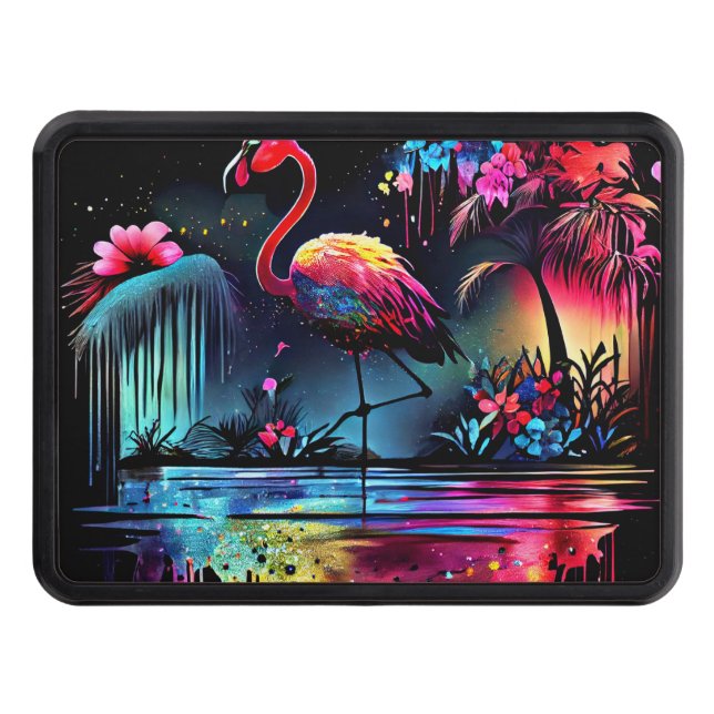 Flamingo in A Lake-63852 Hitch Cover (Front)