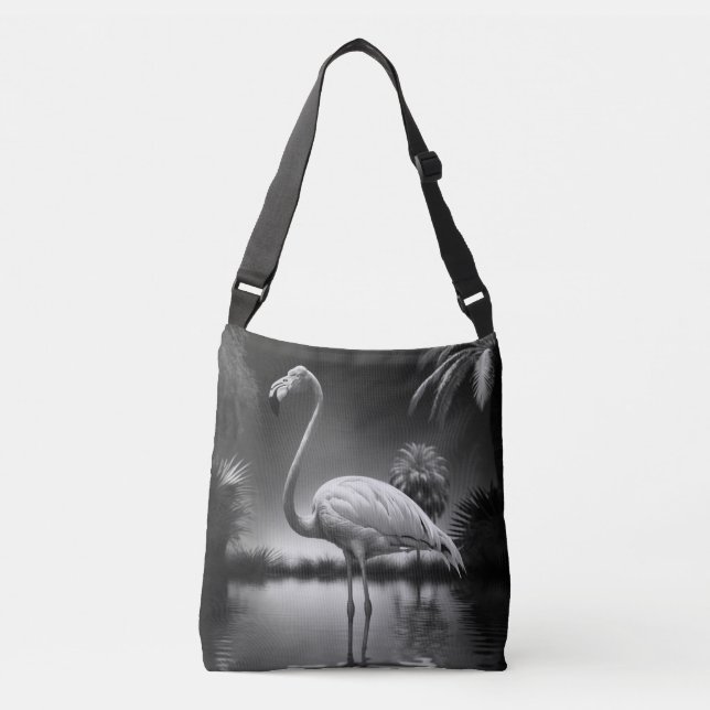 Flamingo in a Pool Crossbody Bag (Front)
