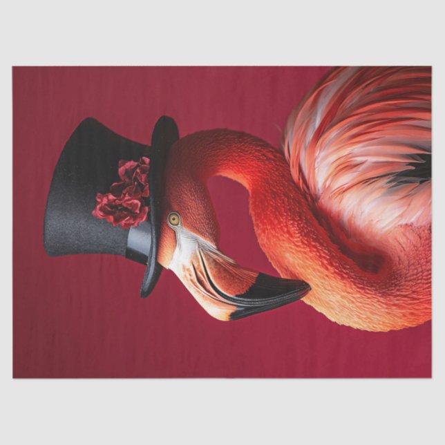 Flamingo in a Top Hat Decoupage Tissue Paper (Front)