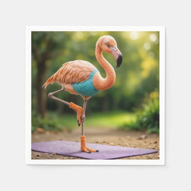 Flamingo In a Yoga Pose Napkins (Front)