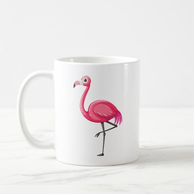 Flamingo in Cartoon Style-23654 Coffee Mug (Left)