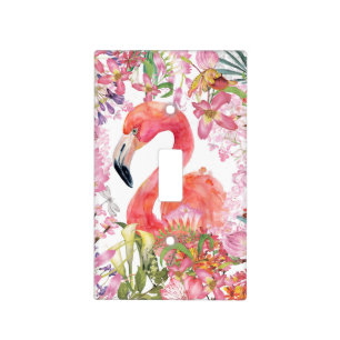 Flamingo in Flower Jungle - Summer Pattern Light Switch Cover