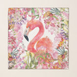 Flamingo in Flower Jungle - Summer Pattern Scarf<br><div class="desc">Vintage Spring and Flamingo in Flower Jungle - Summer Pattern. This  illustrated Summer foliage Pattern on white design is created with tropical flower elements. The colorful Flamingo in Flower Jungle - Summer Pattern Illustration makes a beautiful design for stylish home.</div>