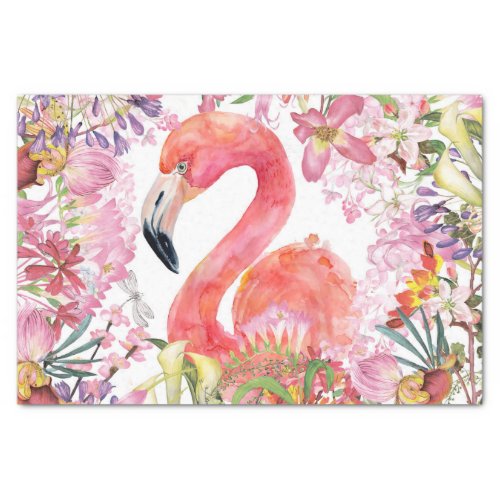 Flamingo in Flower Jungle _ Summer Pattern Tissue Paper