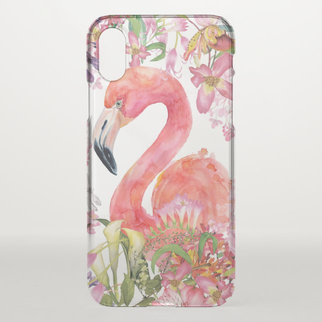 Flamingo in Flower Jungle - Summer Pattern Uncommon iPhone Case (Back)