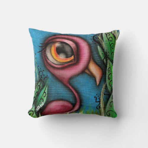 Flamingo in Garden Pillow