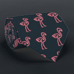 Flamingo in Neon Pink Neck Tie<br><div class="desc">Cool flamingo bird silhouette lighting up the night in neon pink. By Paxdomino</div>