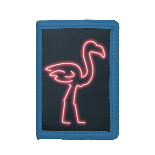 Flamingo in Neon Pink Trifold Wallet (Front Vertical)