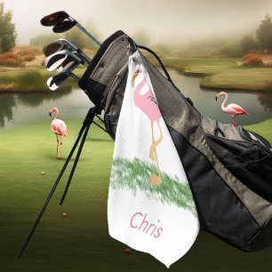 Flamingo In The Grass Personalized Golf Towel