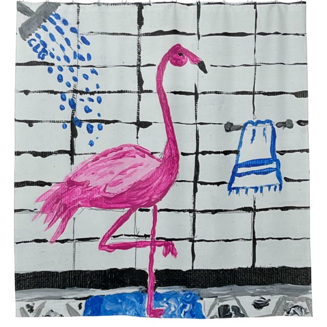 Flamingo in the Shower Curtain (Front)