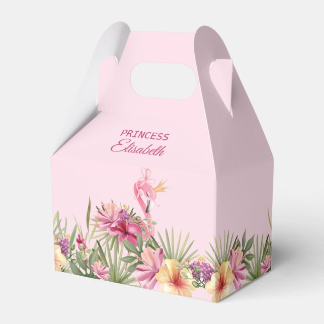 Flamingo in Tropical Flowers Favor Boxes (Front Side)