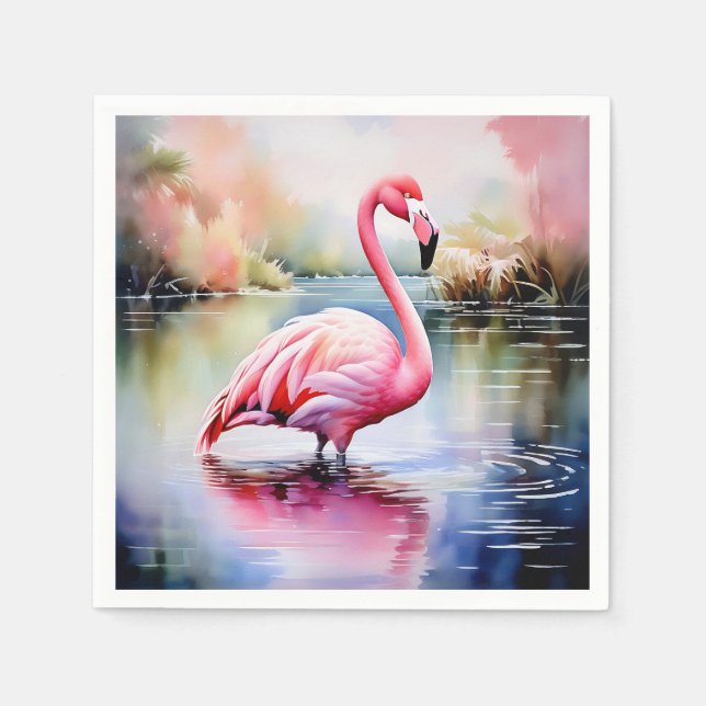 Flamingo in Water Napkins (Front)
