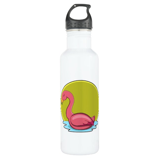 Flamingo in Water with Sun Stainless Steel Water Bottle (Front)