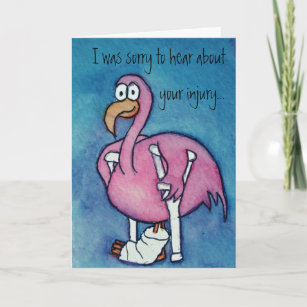 Flamingo Injury Get Well Soon Paper Greeting Card