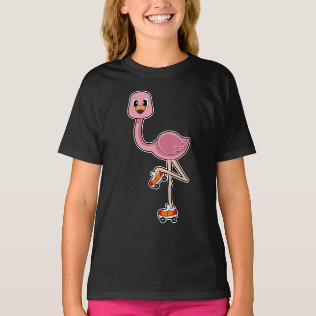 Flamingo Inline skating Roller skates T-Shirt (Front)