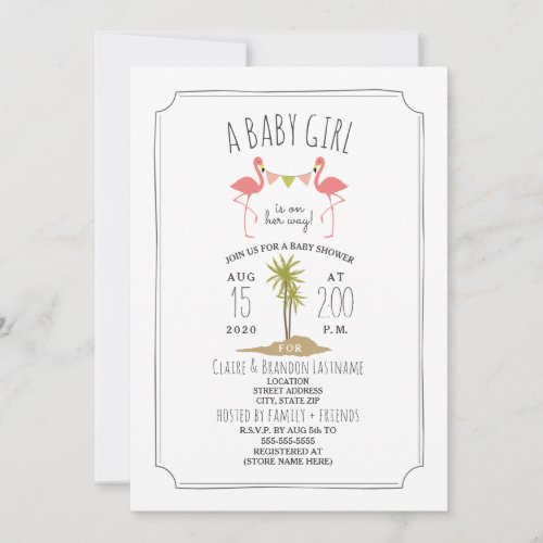 Flamingo Island Baby Shower Invitation