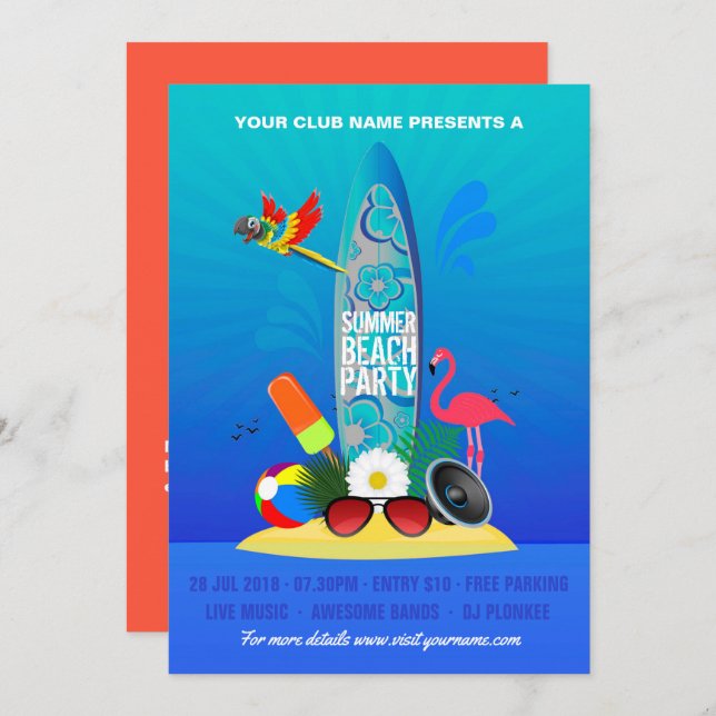 Flamingo Island  Invitation (Front/Back)