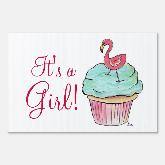 Flamingo It's a Girl Baby Shower Yard Sign (Front)