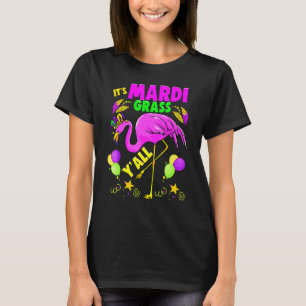 Flamingo Its Mardi Gras Yall Carnival Jester Hat W T-Shirt